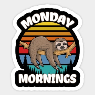 Funny Sloth on Monday Morning, Cute Lazy Relaxing Humor Gift Sticker